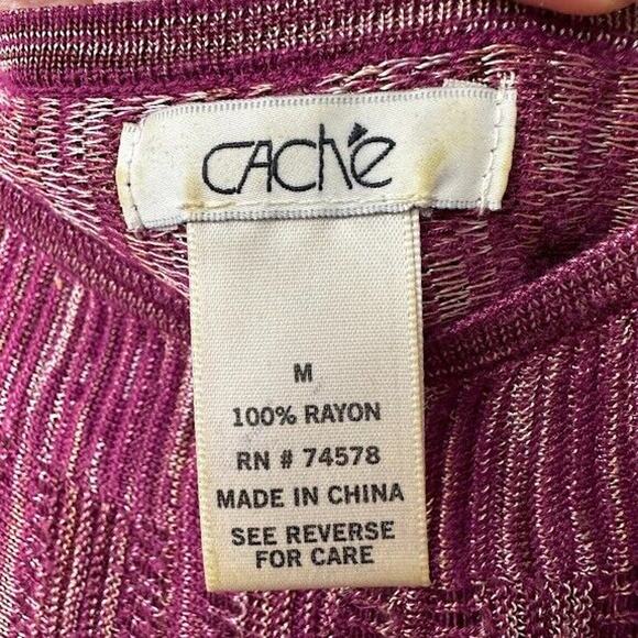 Cache Sweater Womens Medium Maroon Sheer Knit Pullover Y2K Early 2000s - Picture 3 of 8